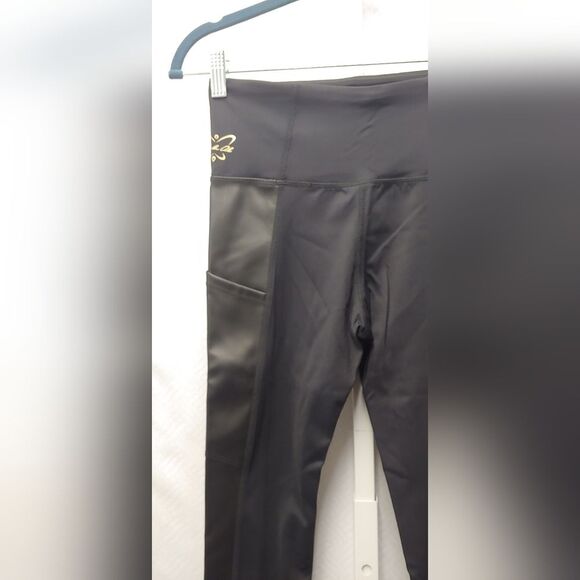 Laila Ali Faux Leather Side Panel Leggings NEW - Picture 3 of 13